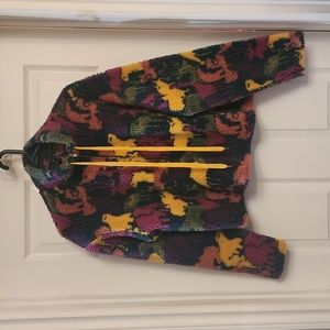 Zaful Quarter Zip Sherpa Sweater‎ Womens Medium Animals